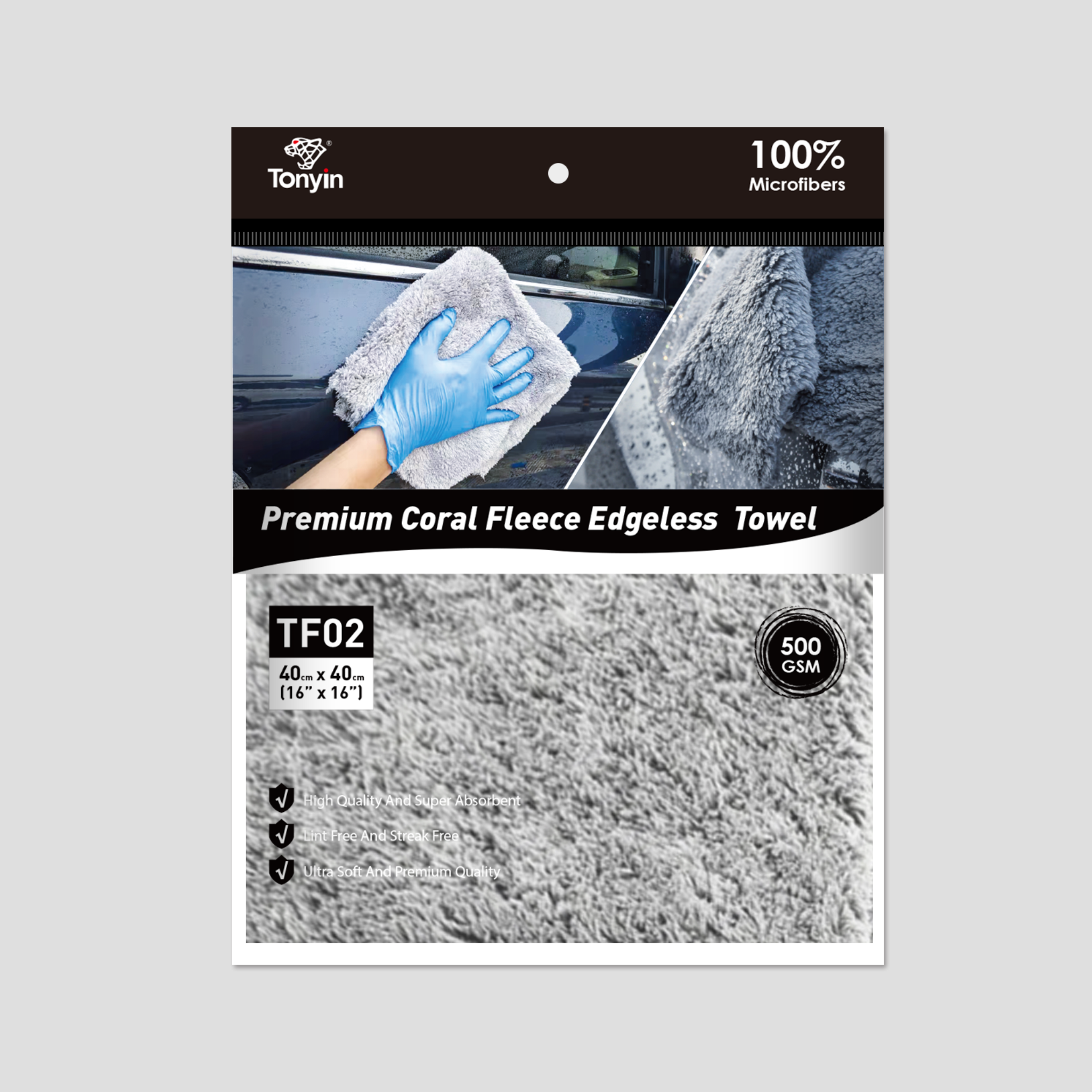 Tonyin General Purpose Coral Fleece Microfiber Towel 500Gsm (Laser Cut, Seamless) (TF02)