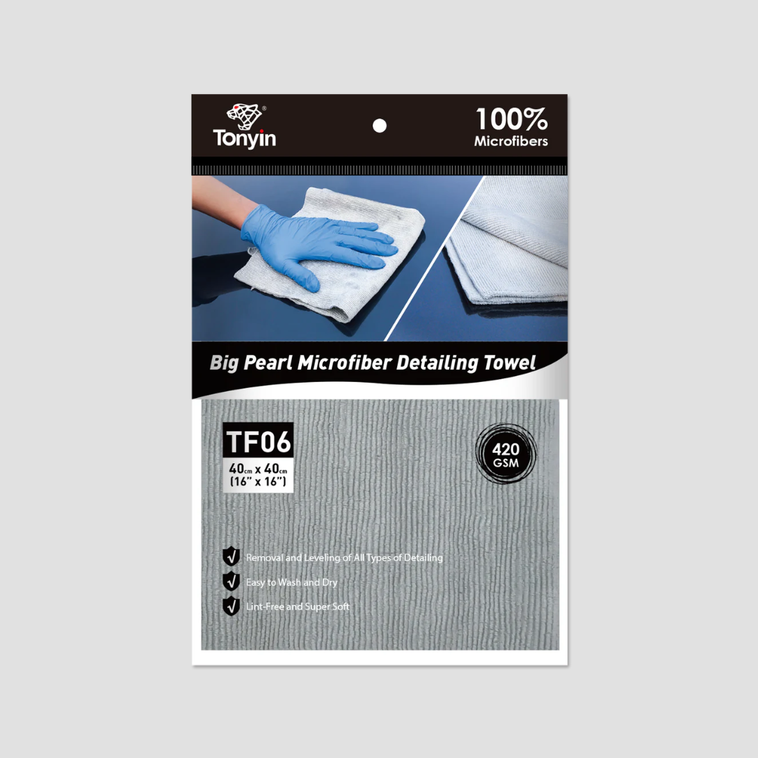 Tonyin Big Pearl Microfiber Detailing Towel 420Gsm - 5 pack (Laser Cut, Seamless) (TF06-5)