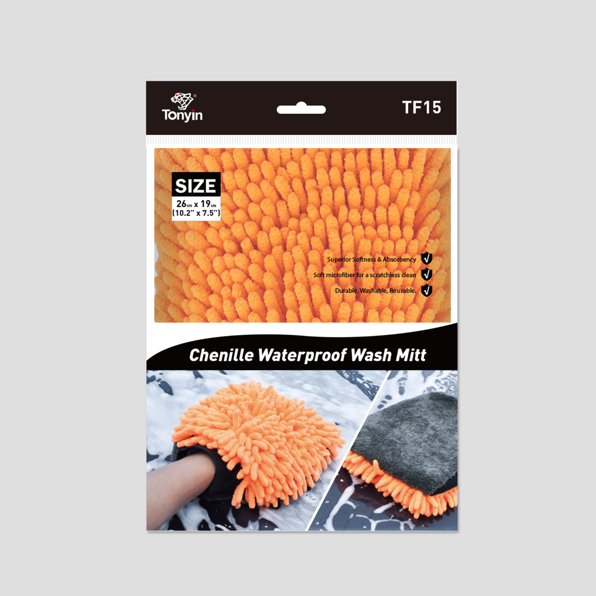 Tonyin Single Side Chenille Microfiber Wash Mitt (TF15)