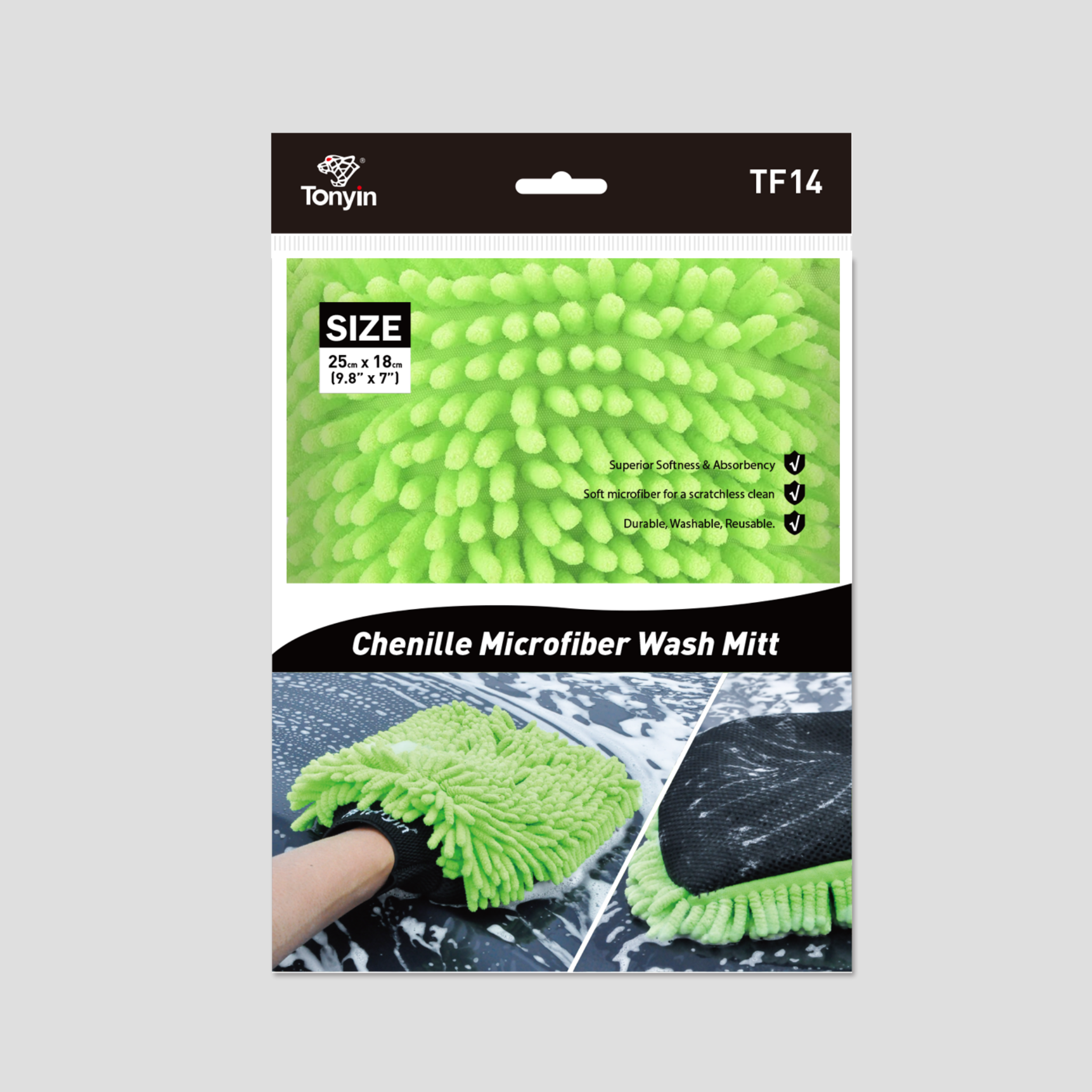Tonyin Chenille Microfiber Wash Mitt (Water-Proof? (TF14)