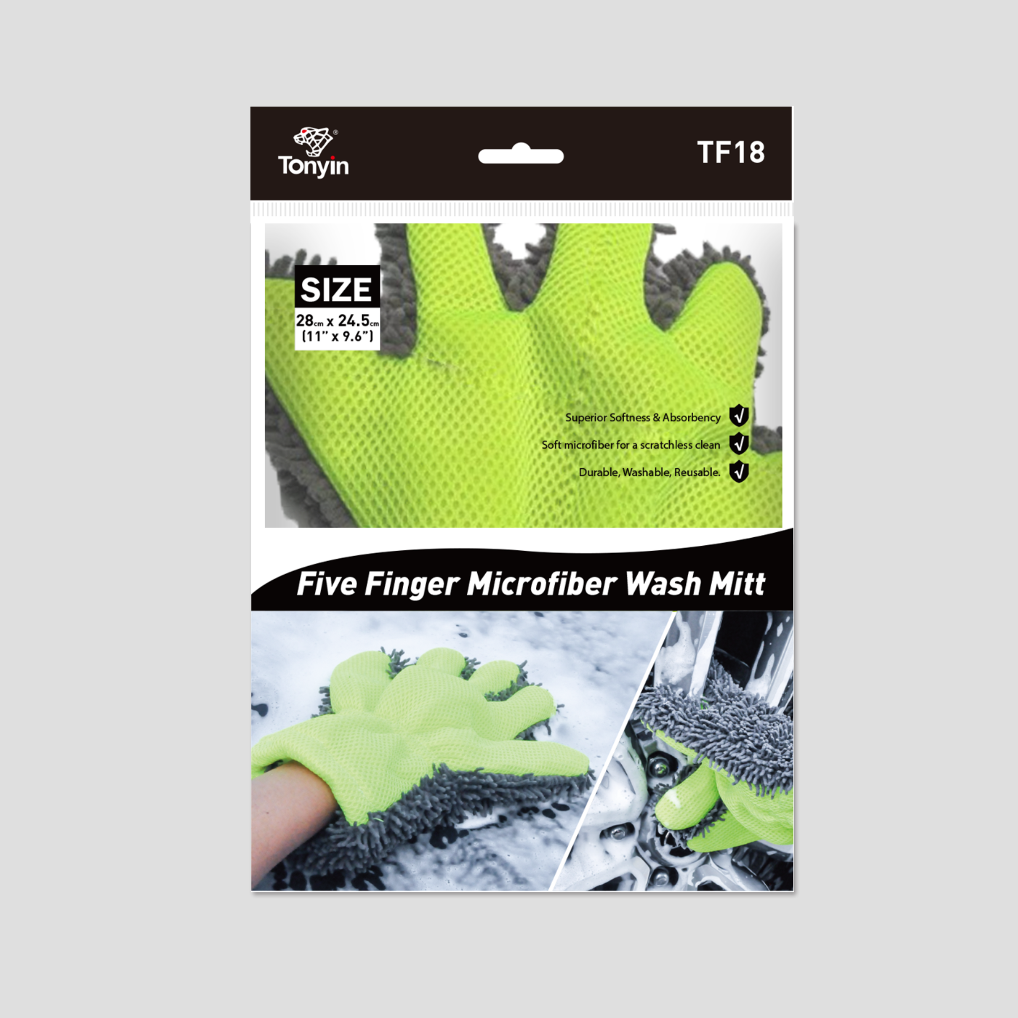 Tonyin 5 Finger Microfiber Wash Mitt (TF18)