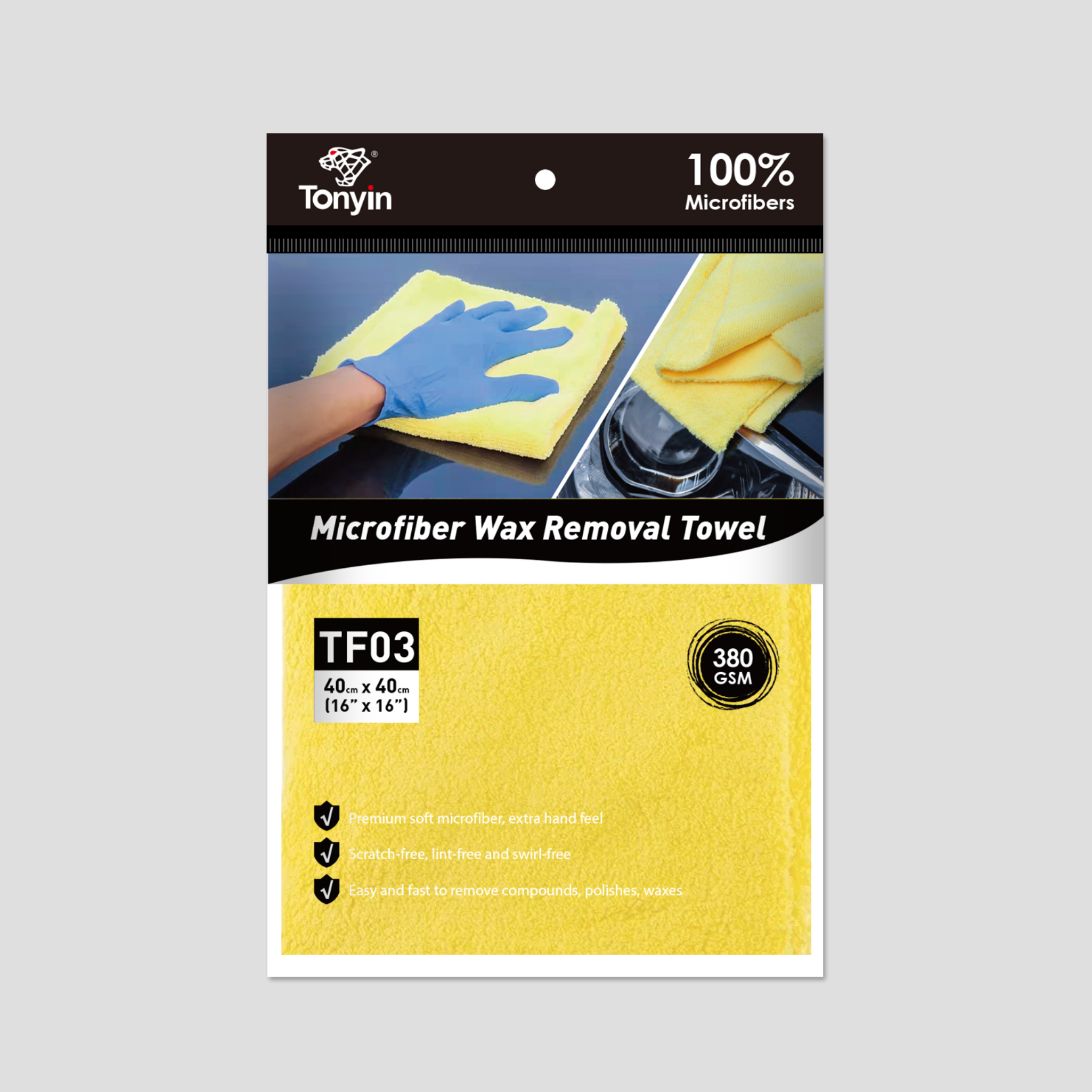 Tonyin Microfiber Wax Removal Towel 380Gsm (Laser Cut, Seamless) (TF03)