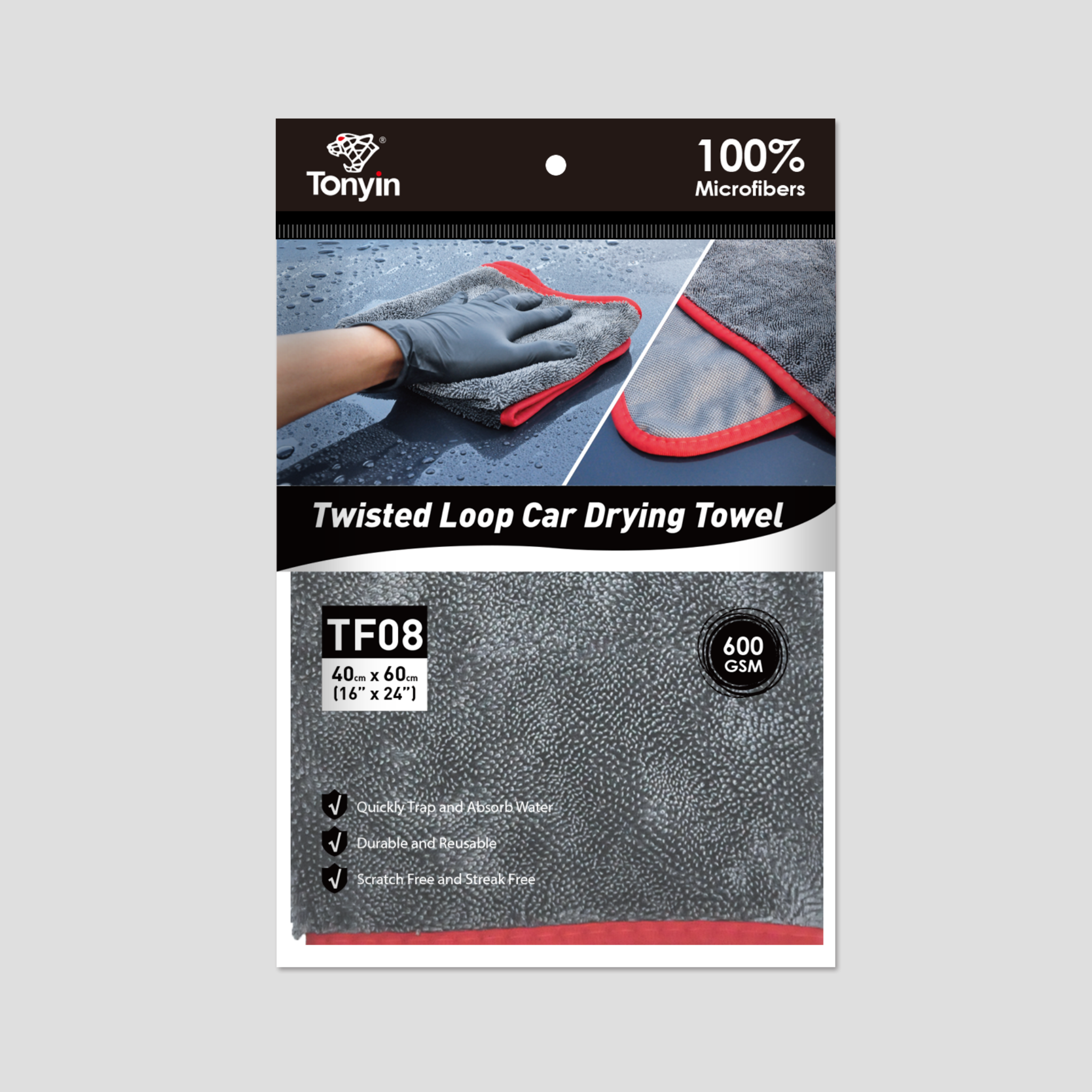 Tonyin Twisted Loop Car Drying Towel 600Gsm (TF08)