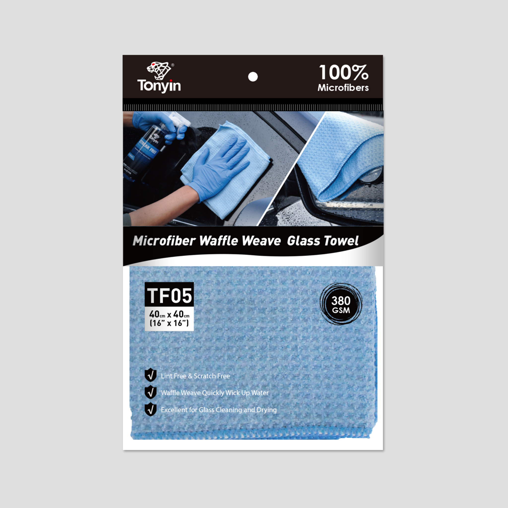 Tonyin Waffle Weave Glass Towel 380Gsm (TF05)