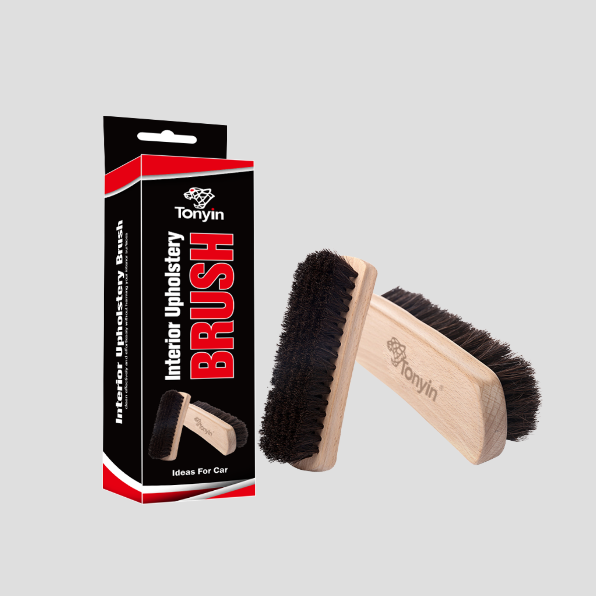 TONYIN INTERIOR UPHOLSTERY BRUSH (LENGTH: 6.8 INCHES WIDTH: 2 INCHES MATERIAL: 100% HORSEHAIR)